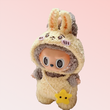 Labubu Usagi Bunny Outfit Set – Cream Cozy Rabbit with Star Pendant