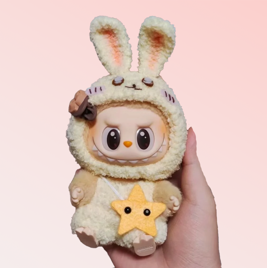 Labubu Usagi Bunny Outfit Set – Cream Cozy Rabbit with Star Pendant