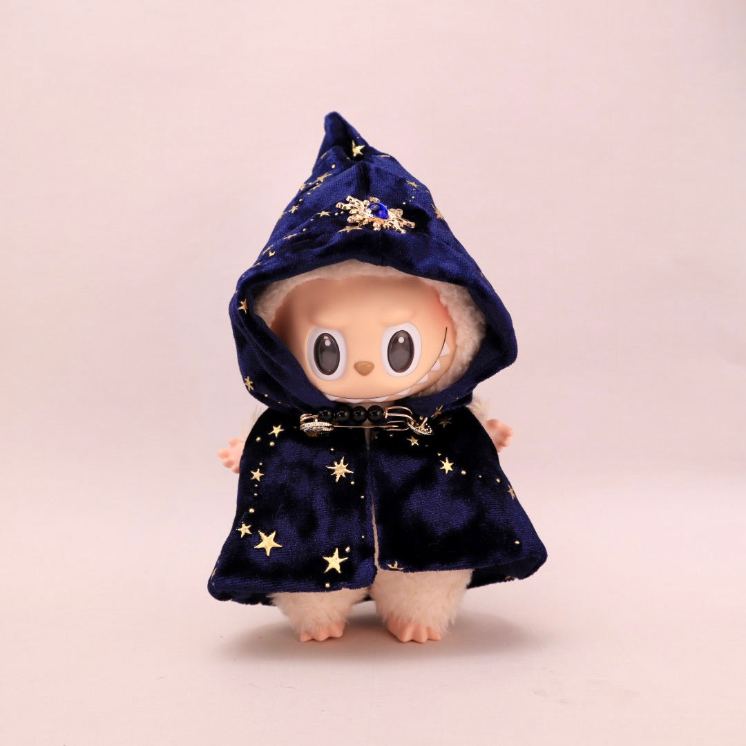Tarot Legends Cloak For Labubu - Blue Velvet Star & Moon Outfit