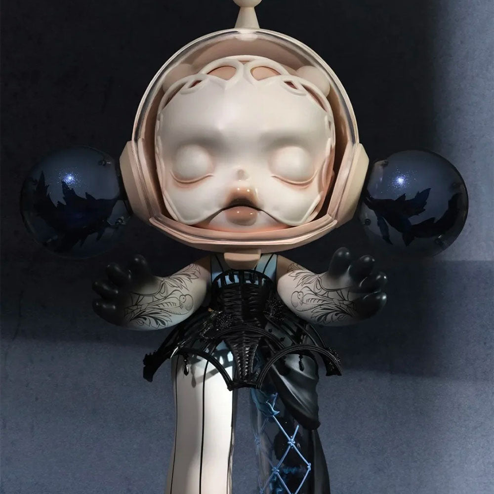 Close-up of Guo Pei Couture Embroidery on SKULLPANDA 400%