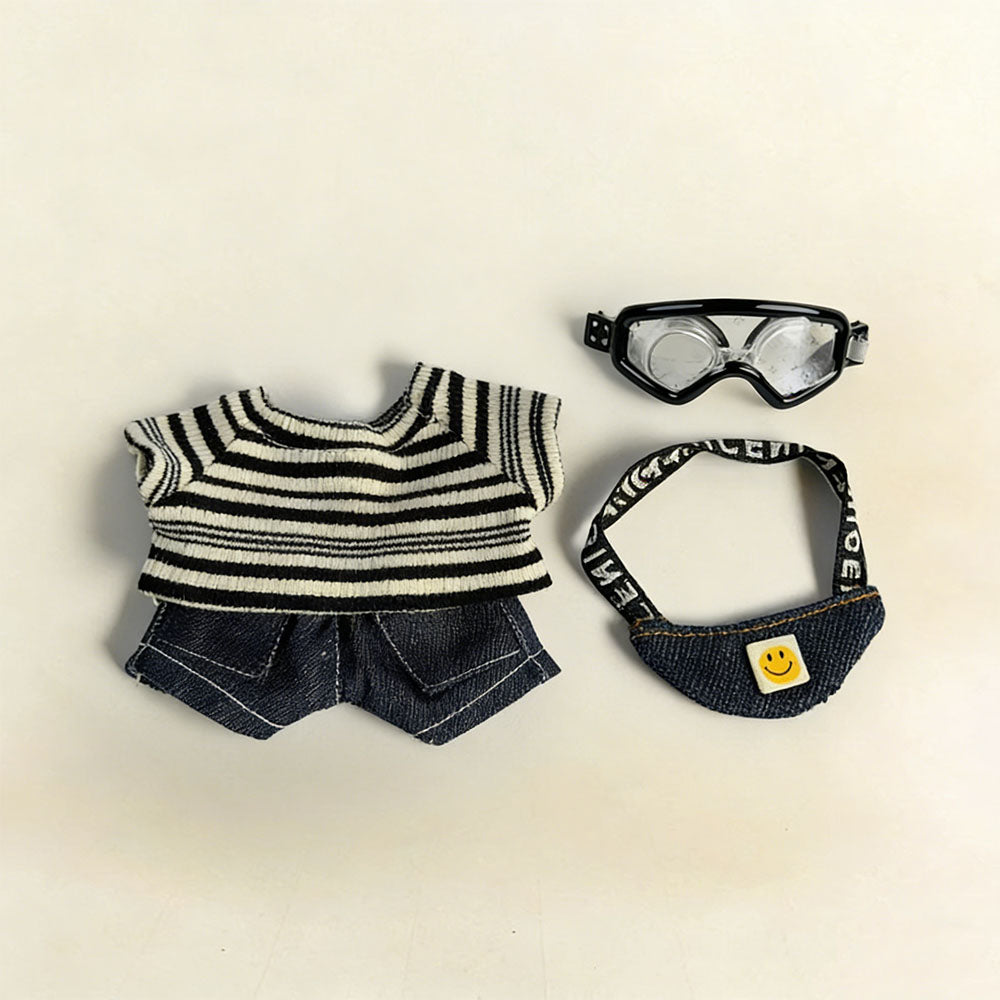 Monochrome Mood Style Summer Striped Shirt & Casual Denim Trousers for Hirono 15-17cm