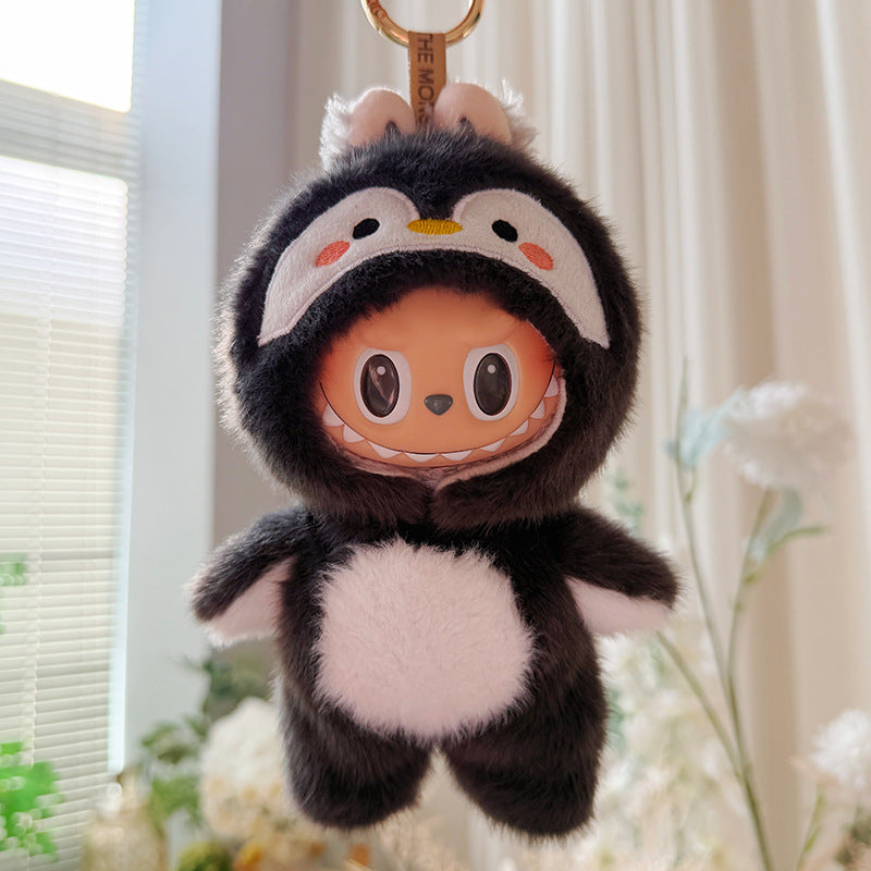 Labubu 17cm penguin onesie - full body standing pose with keyring