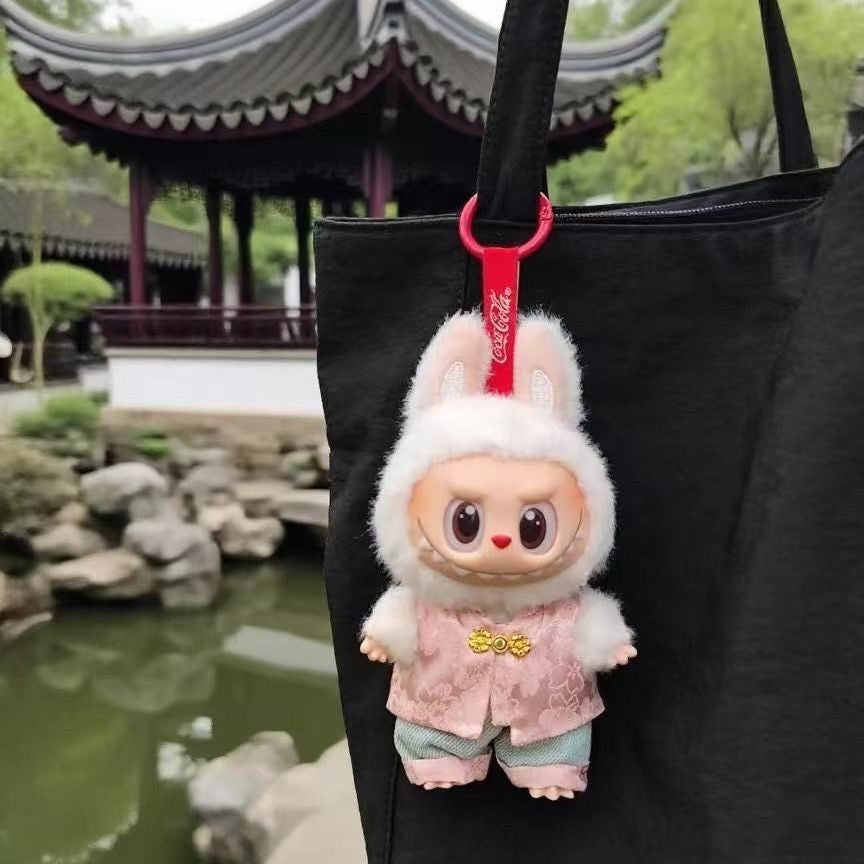 Crybaby Labubu 17cm pink Chinese style 3-piece outfit full display