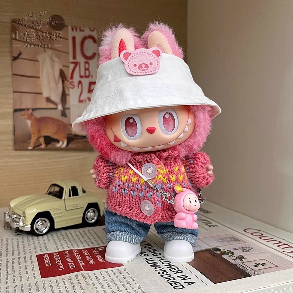 Strawberry Knit 5-Piece Set for Labubu 17cm