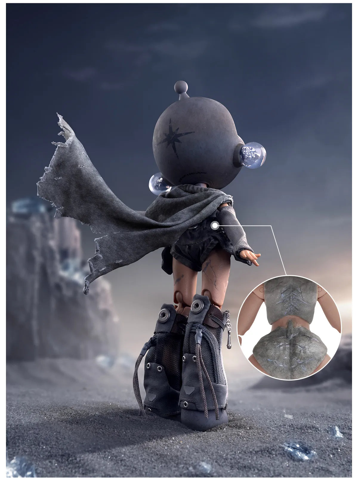 SKULLPANDA × HAMCUS — full back view and original back detail inset