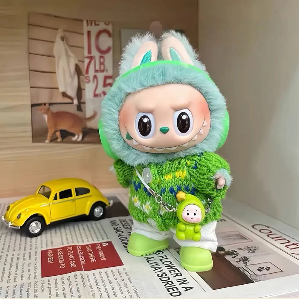 Plush Figure Bag Charm with Outfit — Green Sweater