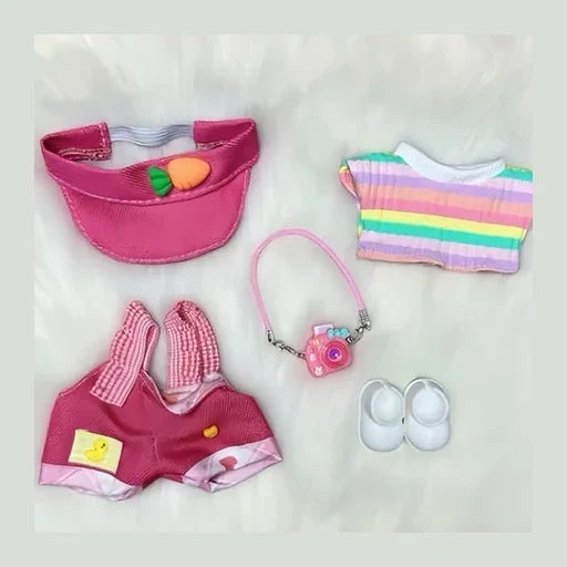 Rainbow Overalls & Hoodie Set for Labubu 17cm - 5-Piece Explorer Outfit