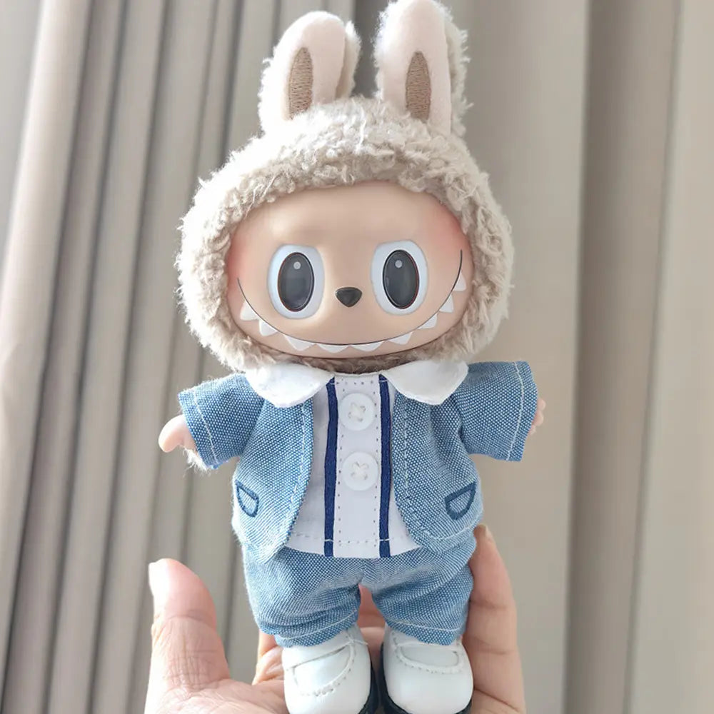 Sky Blue Formal Suit Jumpsuit for Labubu 17cm