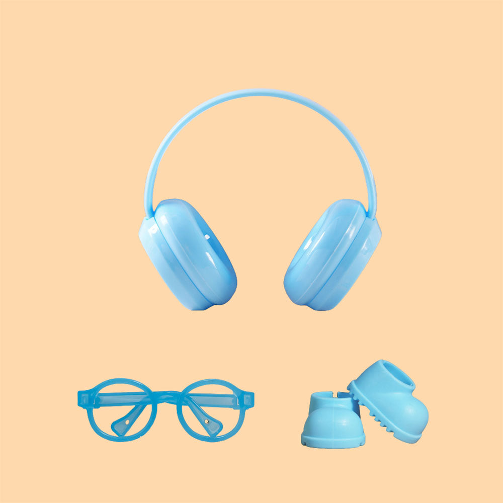 Street-Chic Essential: 3-Piece Accessory Set Headphones, Glasses & Boots for Dolls