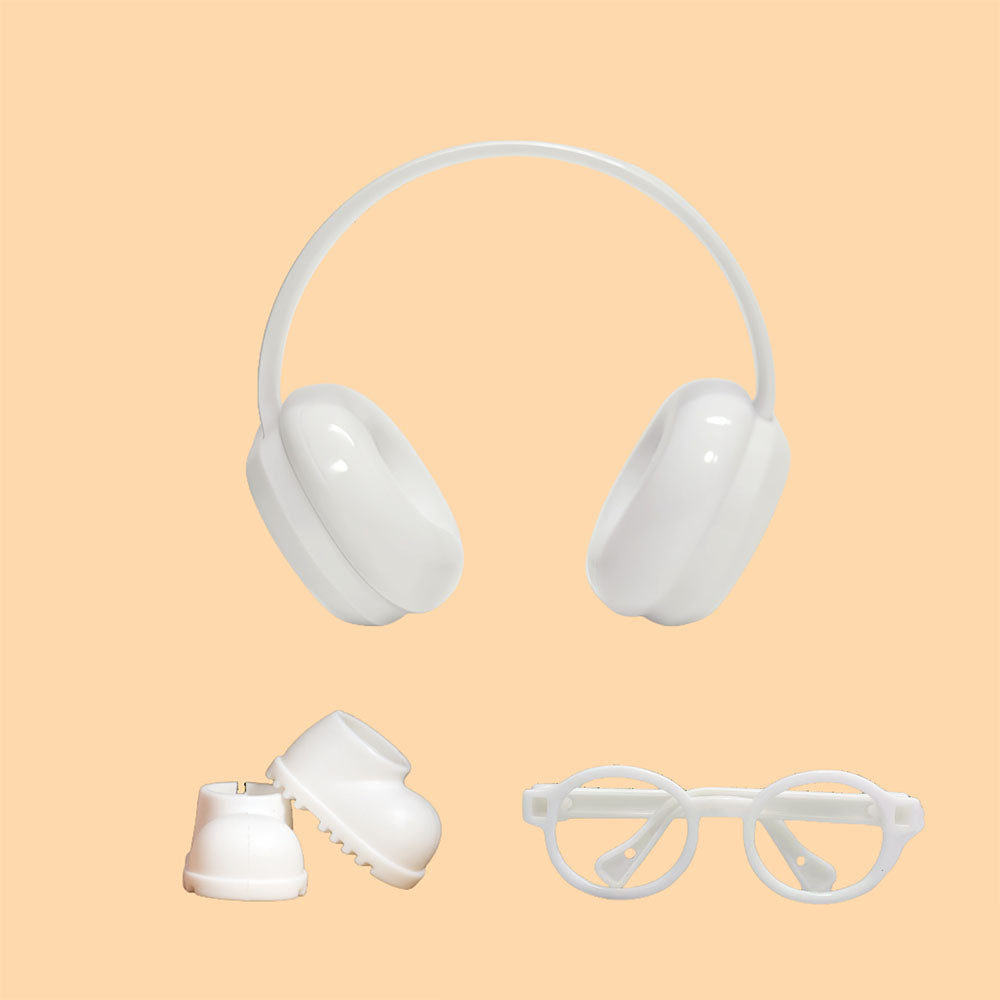 Street-Chic Essential: 3-Piece Accessory Set Headphones, Glasses & Boots for Dolls