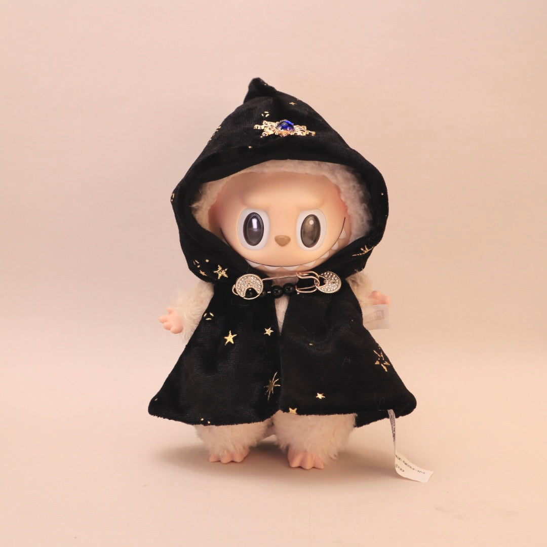 Tarot Legends Cloak For Labubu - Black Velvet Star & Moon Outfit