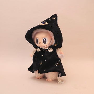 Tarot Legends Cloak For Labubu - Black Velvet Star & Moon Outfit