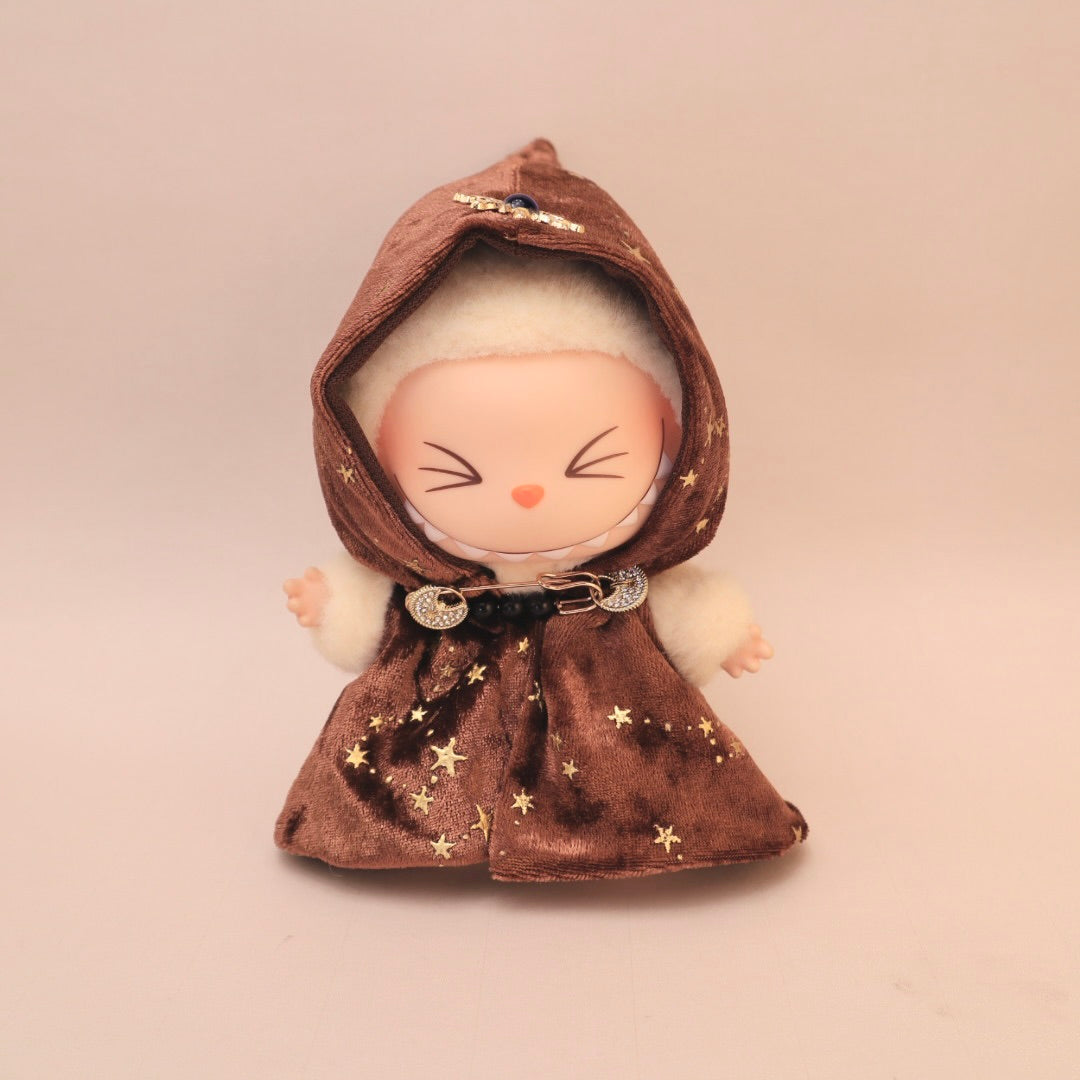 Tarot Legends Cloak For Labubu - Coffee Brown Velvet Star & Moon Outfit