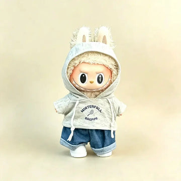 Urban Sporty Hoodie & Denim Jumpsuit for Labubu 17cm