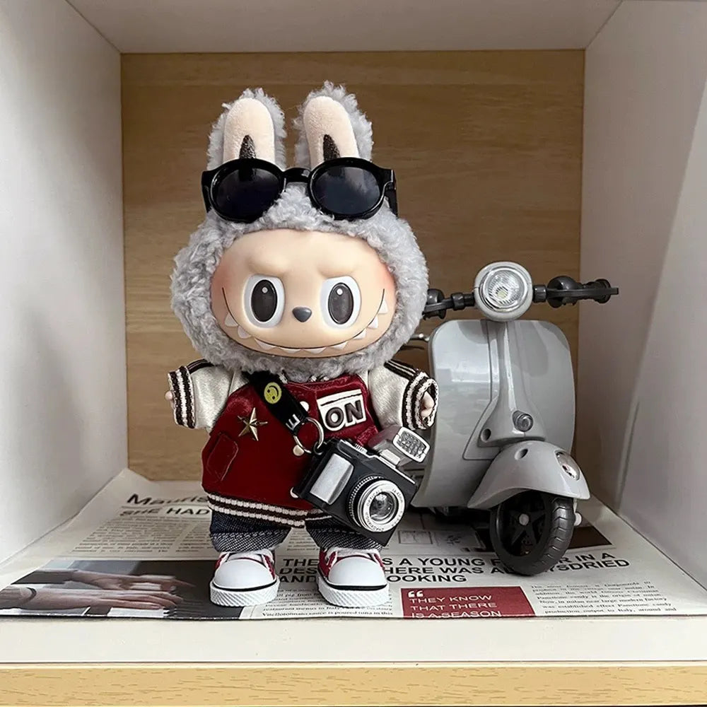 Varsity Baseball Jacket & Camera Outfit Set For Labubu — 5-Piece, 17cm