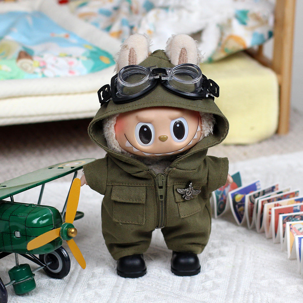 Ace Pilot 3-Piece Jumpsuit Set for Labubu 17cm - detail view | KikiBuddies