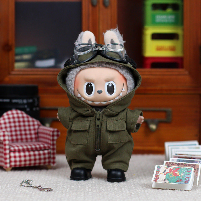 Ace Pilot 3-Piece Jumpsuit Set for Labubu 17cm - lifestyle scene | KikiBuddies