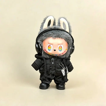 All-Black Bear Zip Hoodie 4-Piece Set for Labubu 17cm - main product card | KikiBuddies