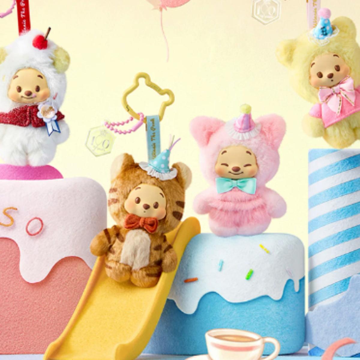 DSN Winnie the Pooh Naughty Party Series Vinyl Plush Pendant Blind Box - Pooh series characters shown together as examples; illustrative series image, contents depend on purchase option