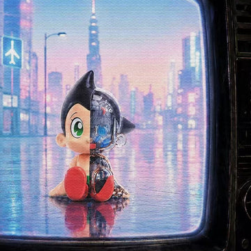GOHO Go Astro Boy Go! Borderless Series Figure Blind Box - Astro Boy seated half-mechanical design example; illustrative series image, contents depend on purchase option