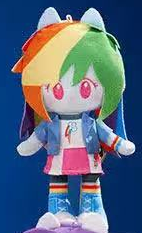 Rainbow Dash - complete confirmed plush doll front view; selected named option supplies one doll; display props not included