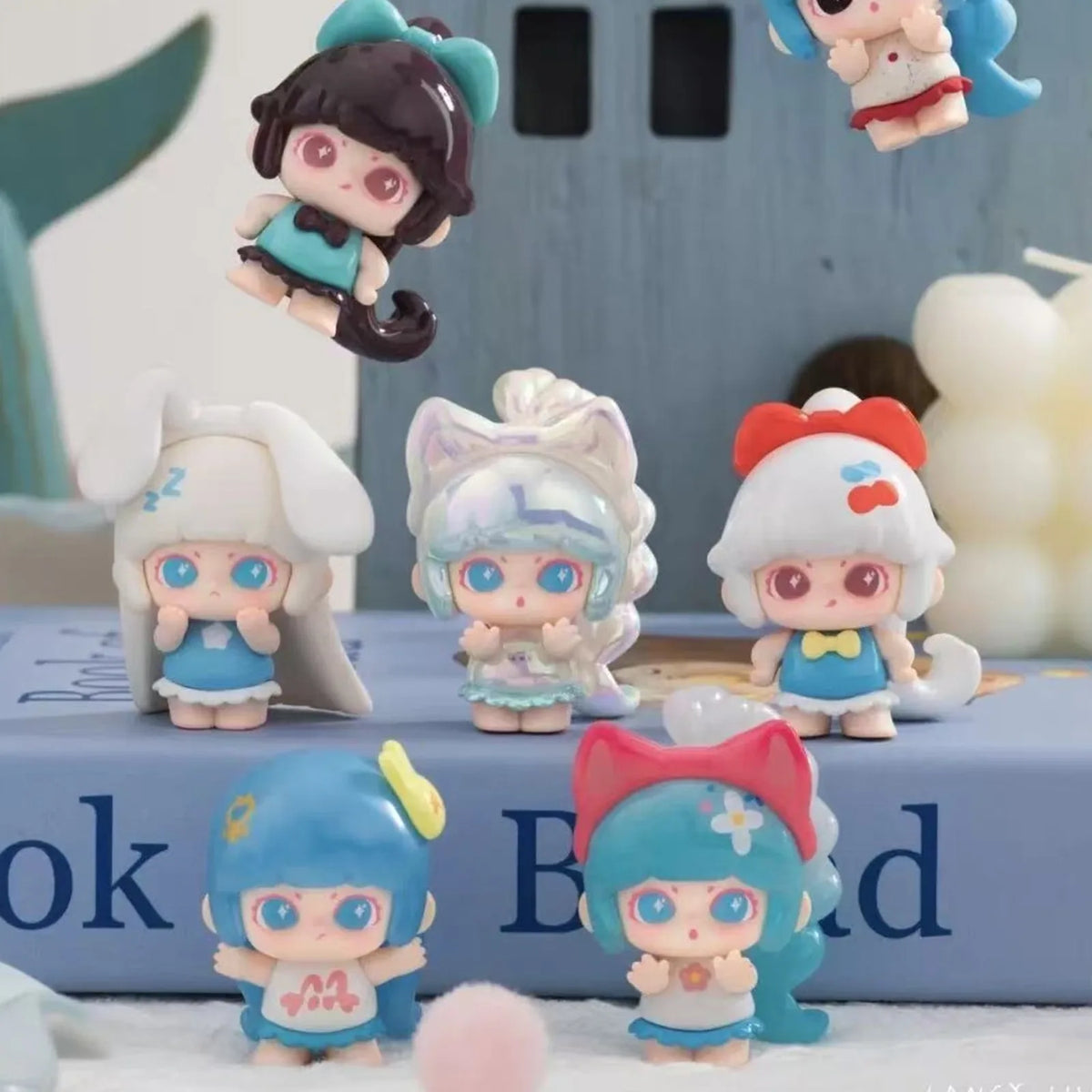 LancyLulu Cute Girl Alliance mini figures in a blue display setting; series examples