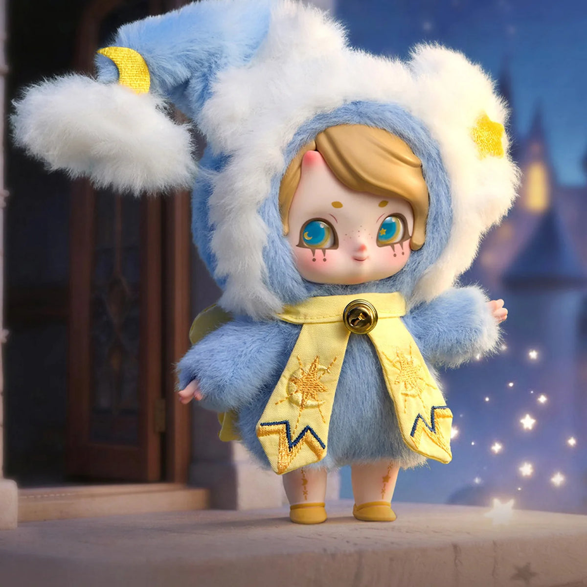 Dreamweaver design example in a blue cloud costume; random-box design is not guaranteed