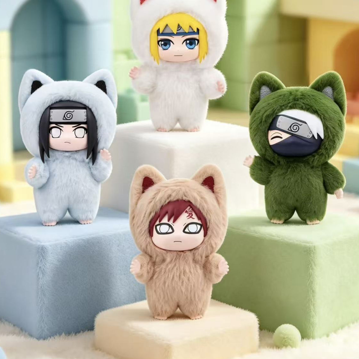 Naruto: Shippuden Kitten Land Series Plush Doll  Blind Box - Minato Neji Kakashi and Gaara design examples; illustrative series image, contents depend on purchase option