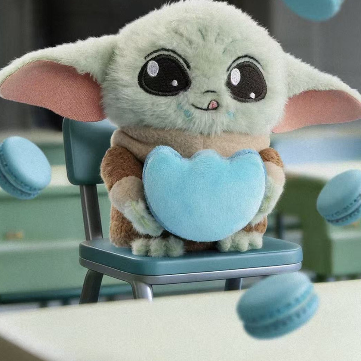Grogu Full Belly Planet Series Plush Pendant Blind Box - Grogu holding blue macaron design example; illustrative series image, contents depend on purchase option