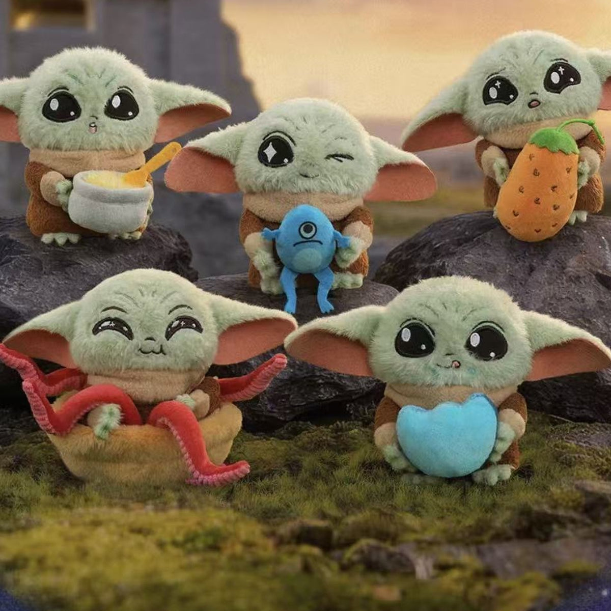 Grogu Full Belly Planet Series Plush Pendant Blind Box - Grogu series lineup showing possible designs; illustrative series image, contents depend on purchase option