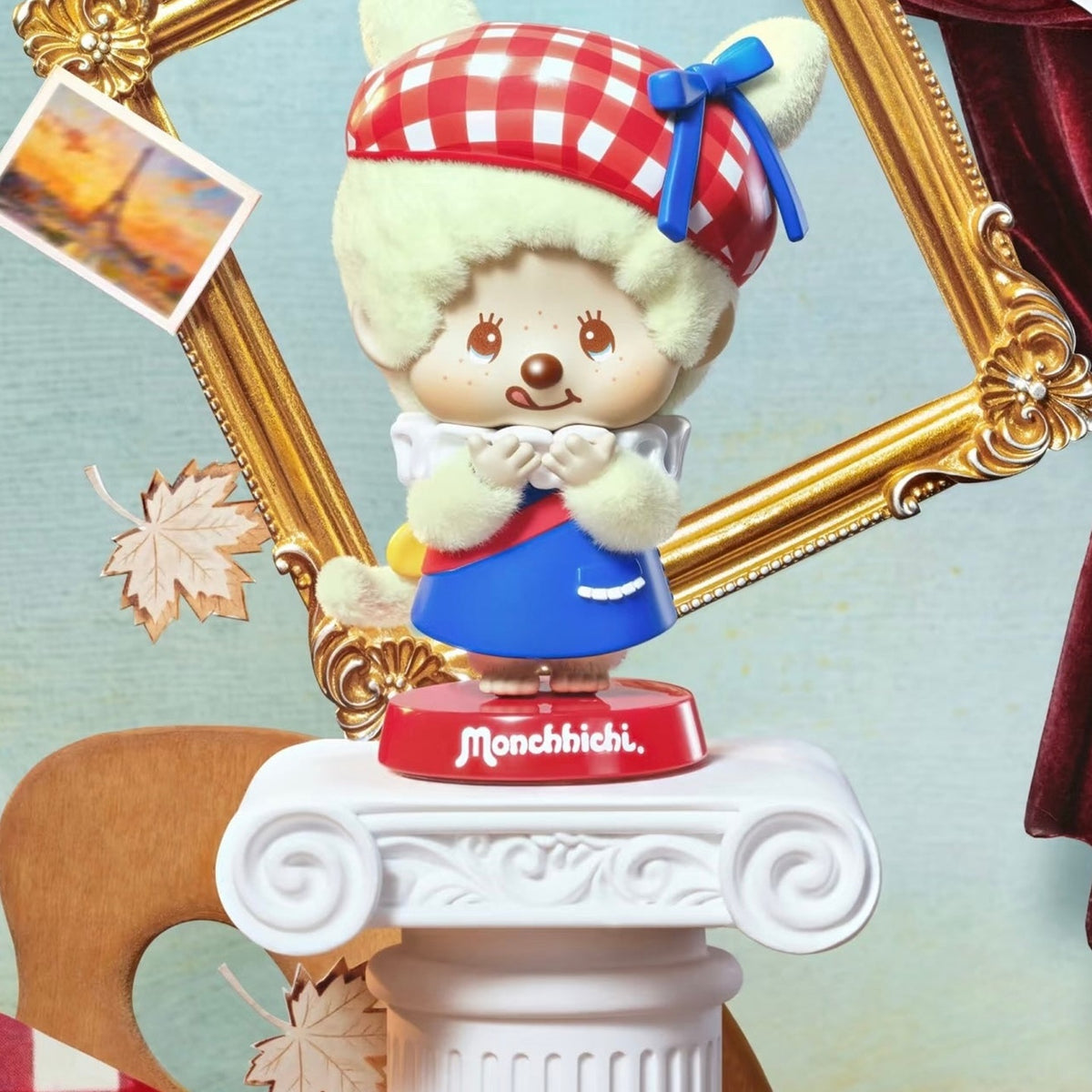 Monchhichi Global Tour Series Figure Blind Box - Monchhichi beret and painting design example; illustrative series image, contents depend on purchase option