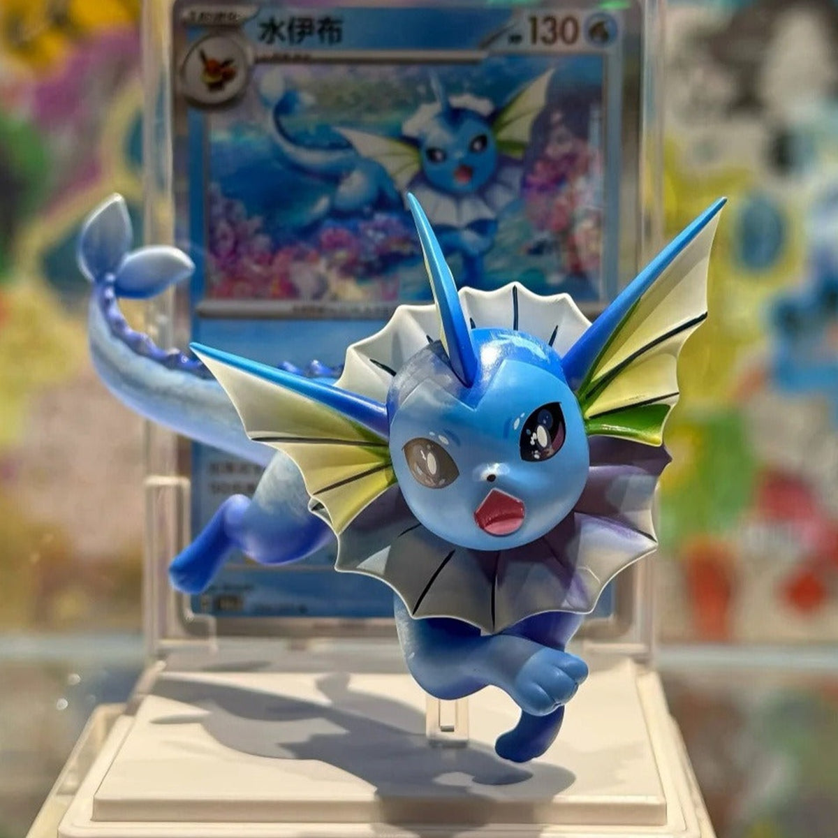 Pokemon Dreamy Eyes V3 Eevee Friends Series Figure Blind Box - Vaporeon figure and card display example; illustrative series image, contents depend on purchase option