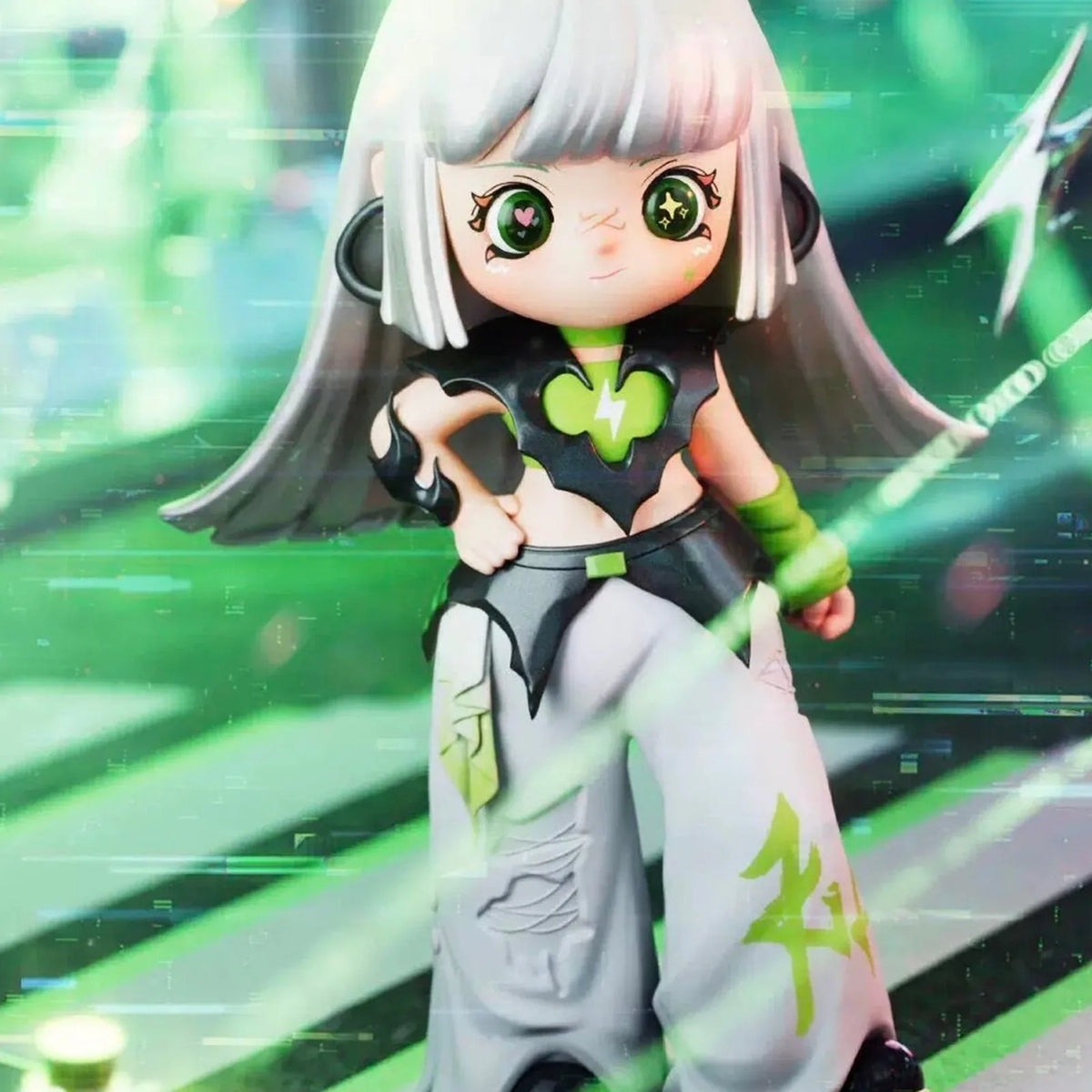 KiliKili Dreamy Source Code: silver-haired figure detail in a black and green outfit; random design is not guaranteed