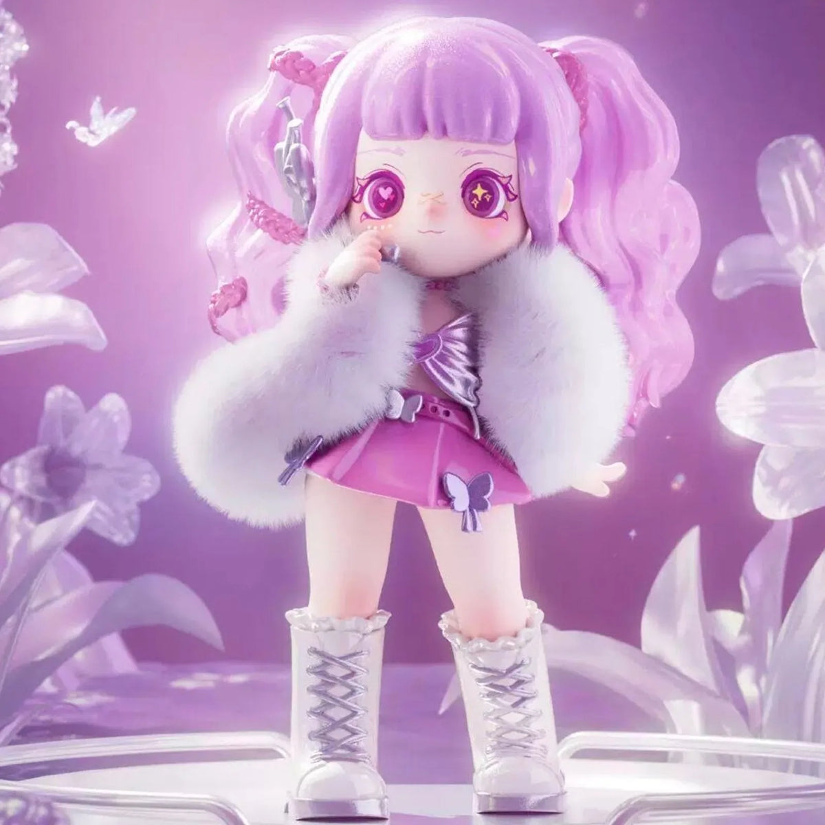 KiliKili Dreamy Source Code: pink-haired figure design with a fluffy coat and white boots; random design is not guaranteed
