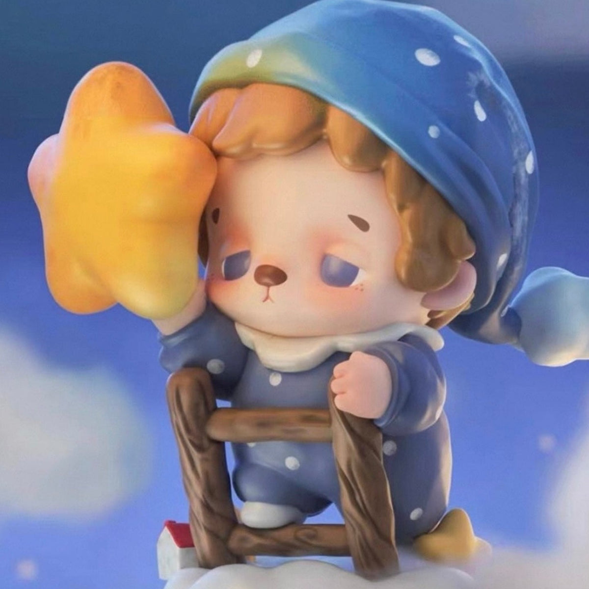 B125-01 Blue nightcap character with a star detail; exact series example, random box and set quantity do not guarantee this design