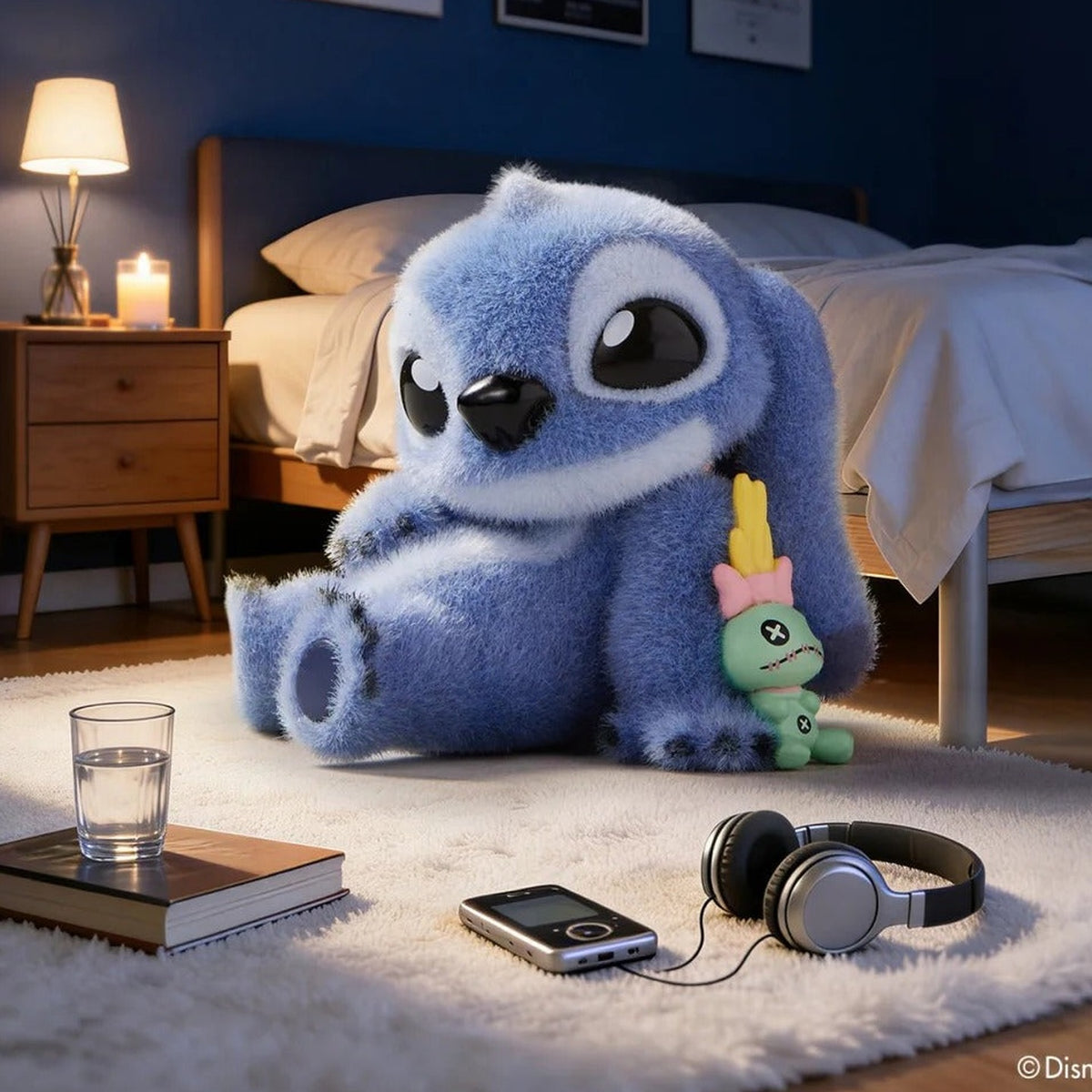 DSN Stitch By Your Side Series Plush Blind Box - Sleepy seated Stitch plush example; illustrative series image, contents depend on purchase option