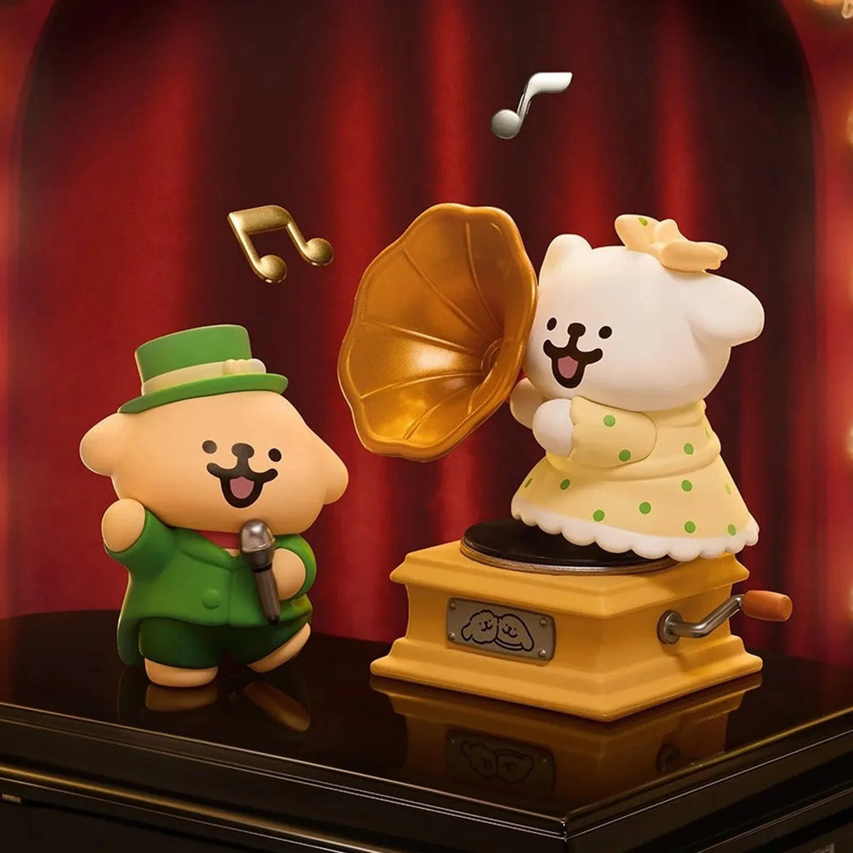 Maltese Happy Moments music and gramophone sculpted scene with two characters; one pictured design