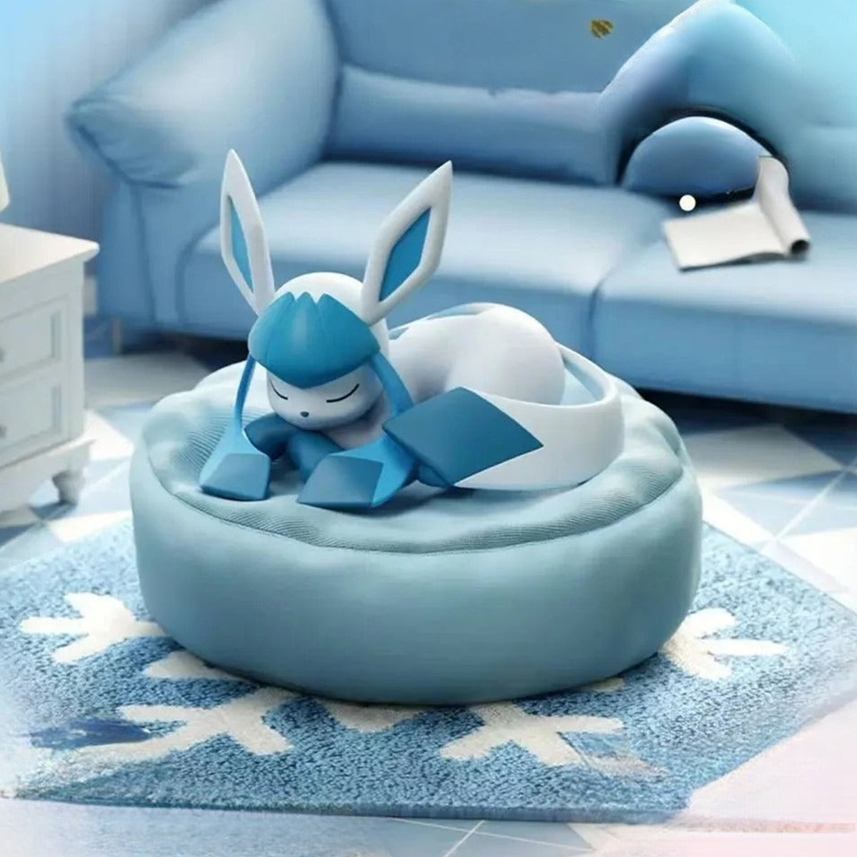 Pokemon Sleeping Eevee Series Figure Blind Box - Sleeping Glaceon figure with cushion example; illustrative series image, contents depend on purchase option