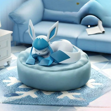 Pokemon Sleeping Eevee Series Figure Blind Box - Sleeping Glaceon figure with cushion example; illustrative series image, contents depend on purchase option