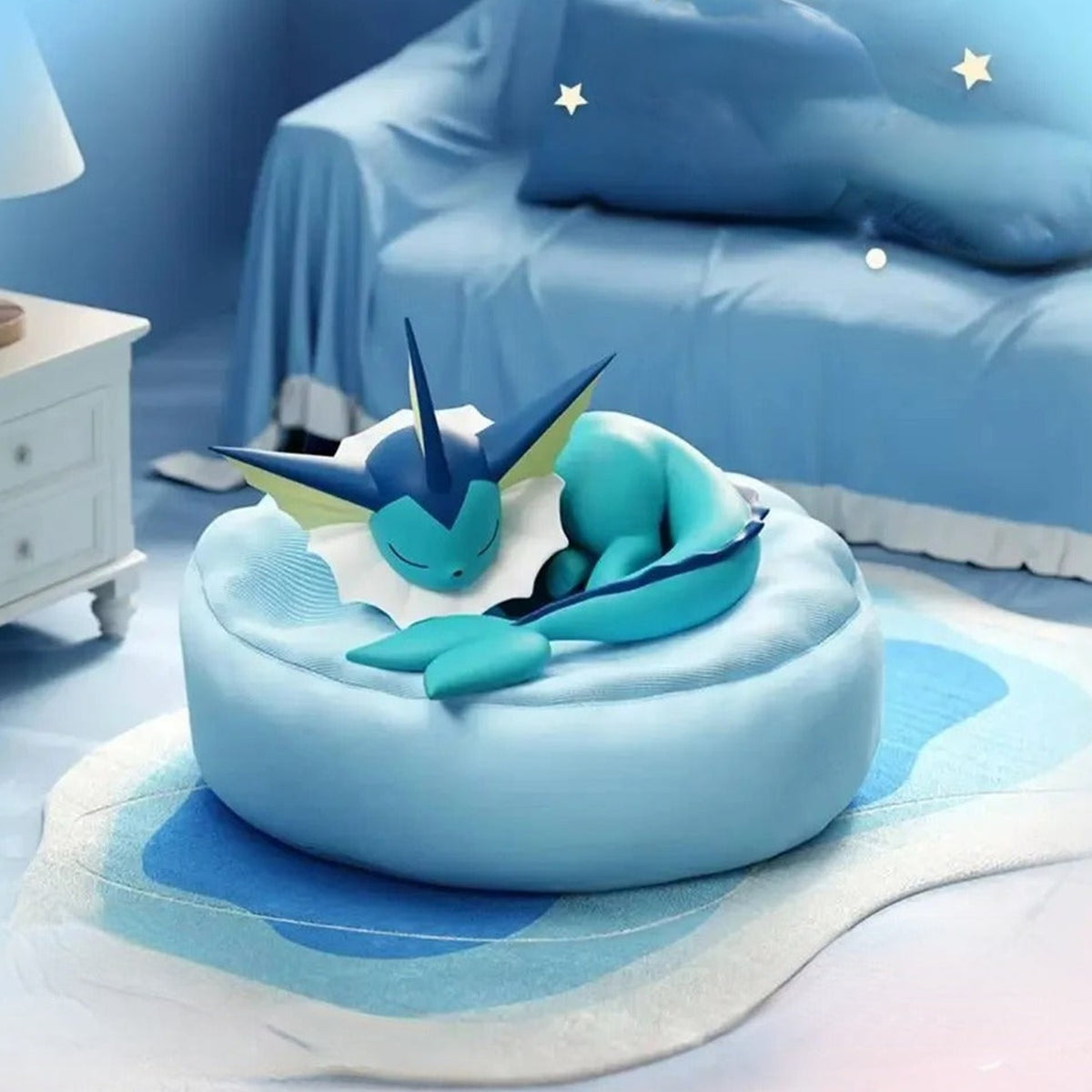 Pokemon Sleeping Eevee Series Figure Blind Box - Sleeping Vaporeon figure with cushion example; illustrative series image, contents depend on purchase option