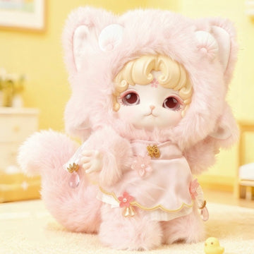 MIJUAN FenTaoJi - pink hood plush collectible, full front photograph | KikiBuddies