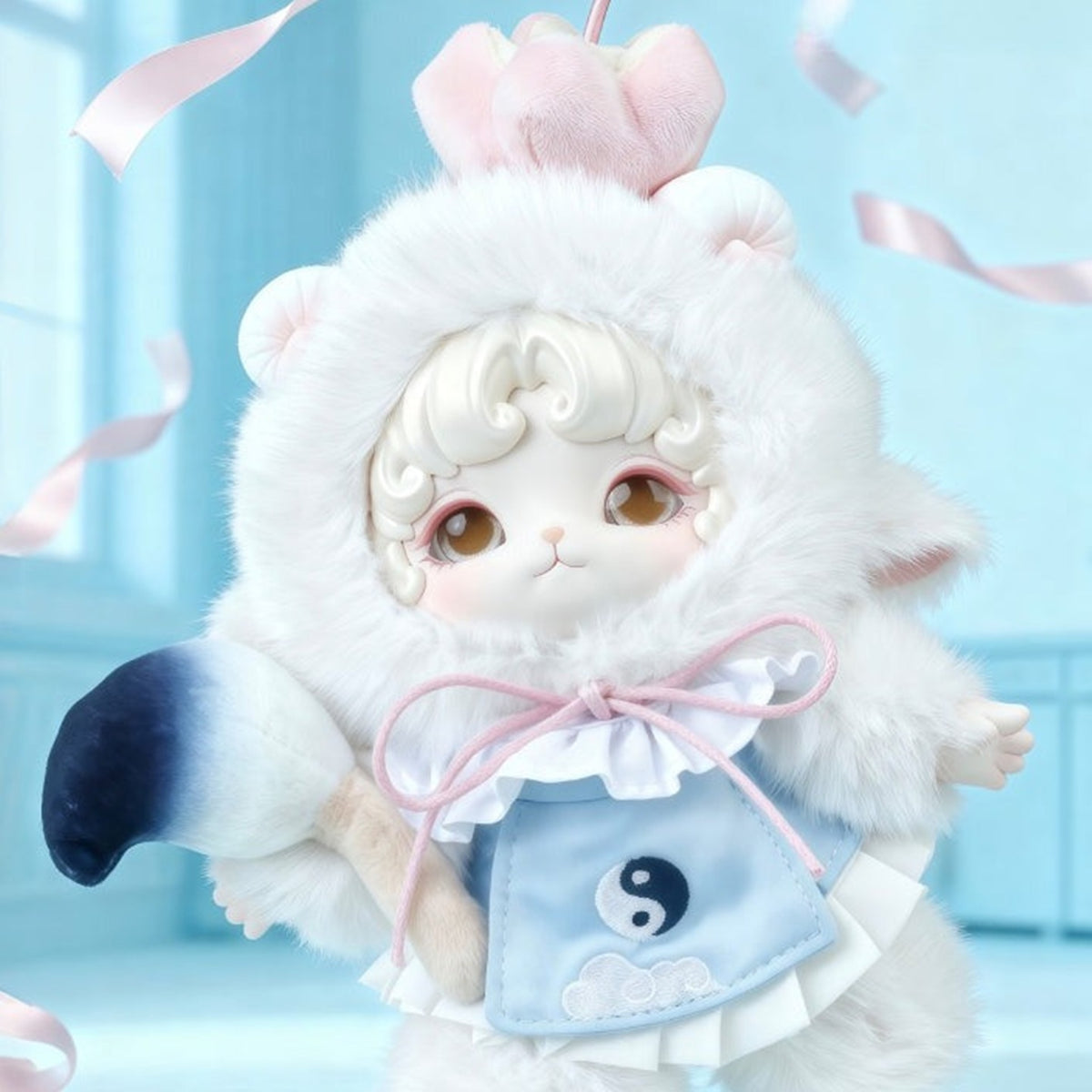 MIJUAN YouXiaoXian - white hood, ribbon and yin-yang outfit detail | KikiBuddies