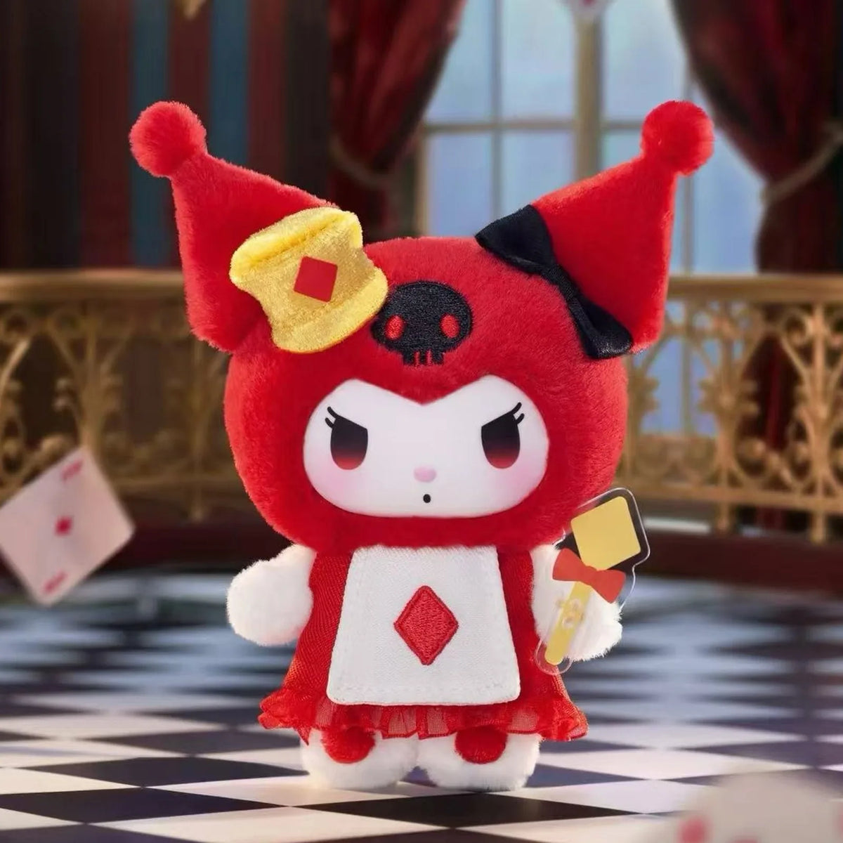 KUR0MI Poker Kingdom Series Plush Blind Box - Complete red plush doll example with diamond motif; random design not guaranteed