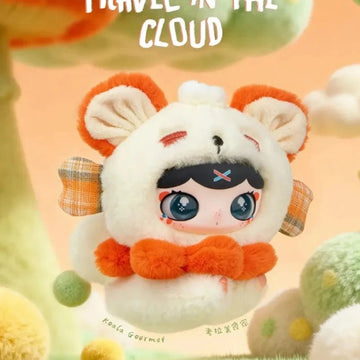 LULUMI Travel In The Cloud Series Plush Blind Box — Cream animal-hood plush with orange ear warmers example; series example, not guaranteed selection