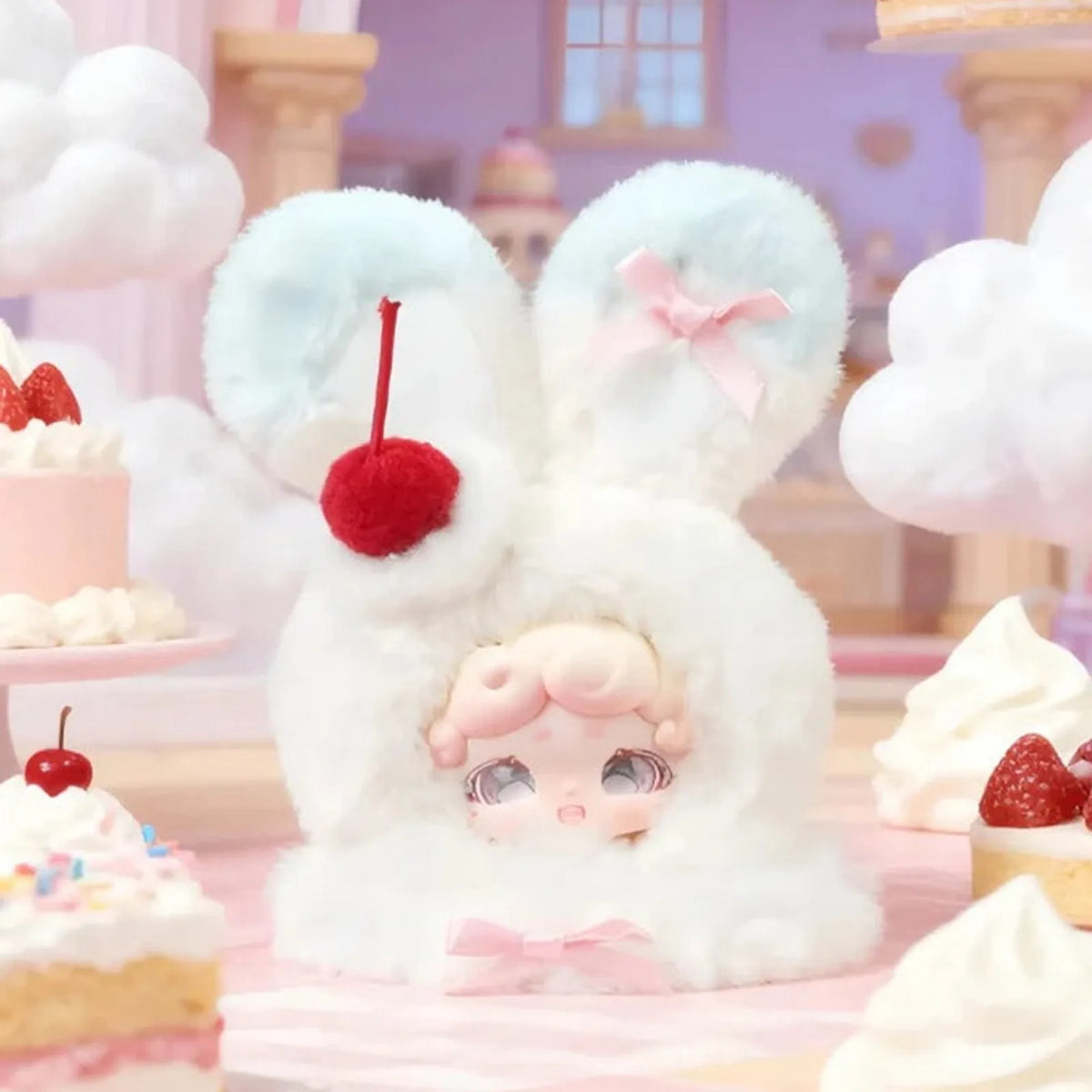 Lucky Deer Nai Rongrong Ice Series Plush Dolls, Blind Box - Mint ears cherry costume complete design example; random design not guaranteed