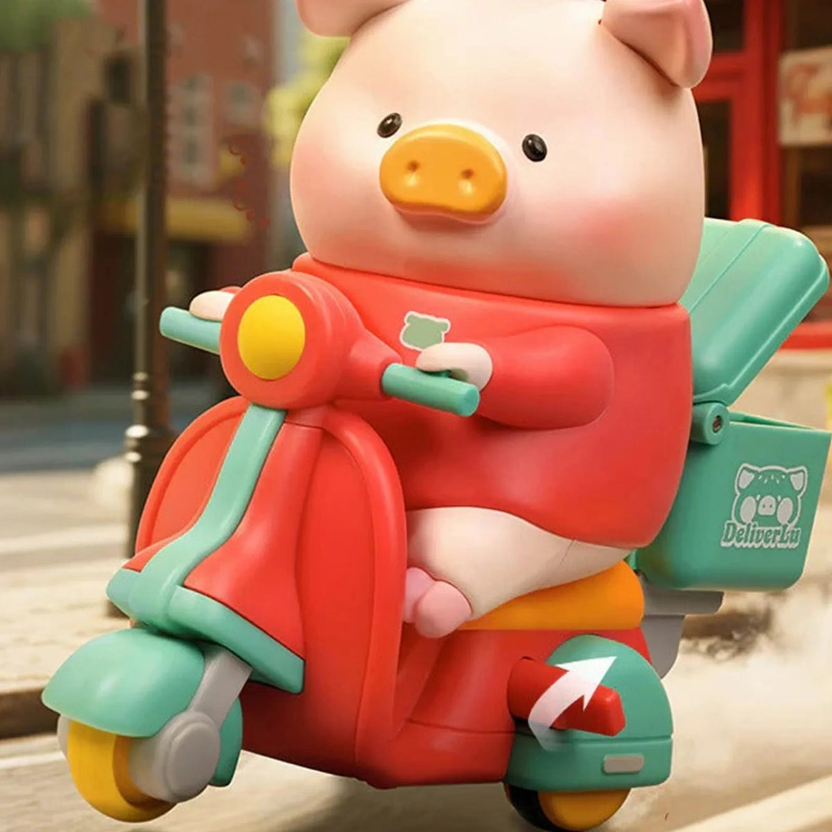 LuLu the Piggy Burger Express Movable Series Figures, Blind Box — Piggy on a delivery scooter detail example; series example, not guaranteed selection