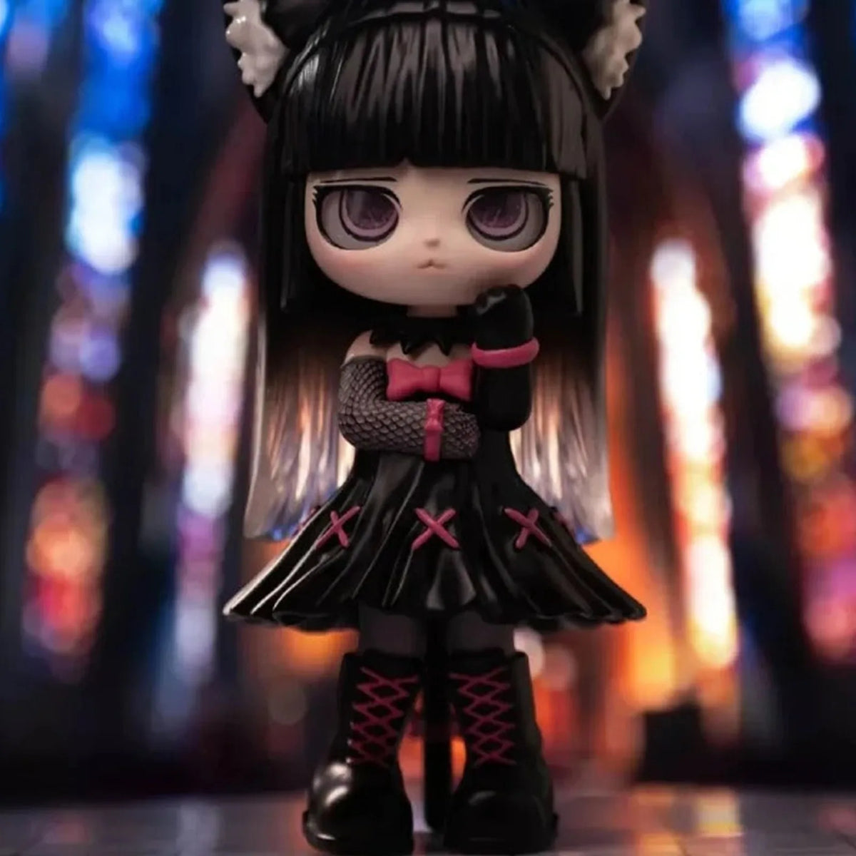 KIKI Fantasy Petshop Series Figures, Blind Box — Black cat-costume figure detail example; series example, not guaranteed selection