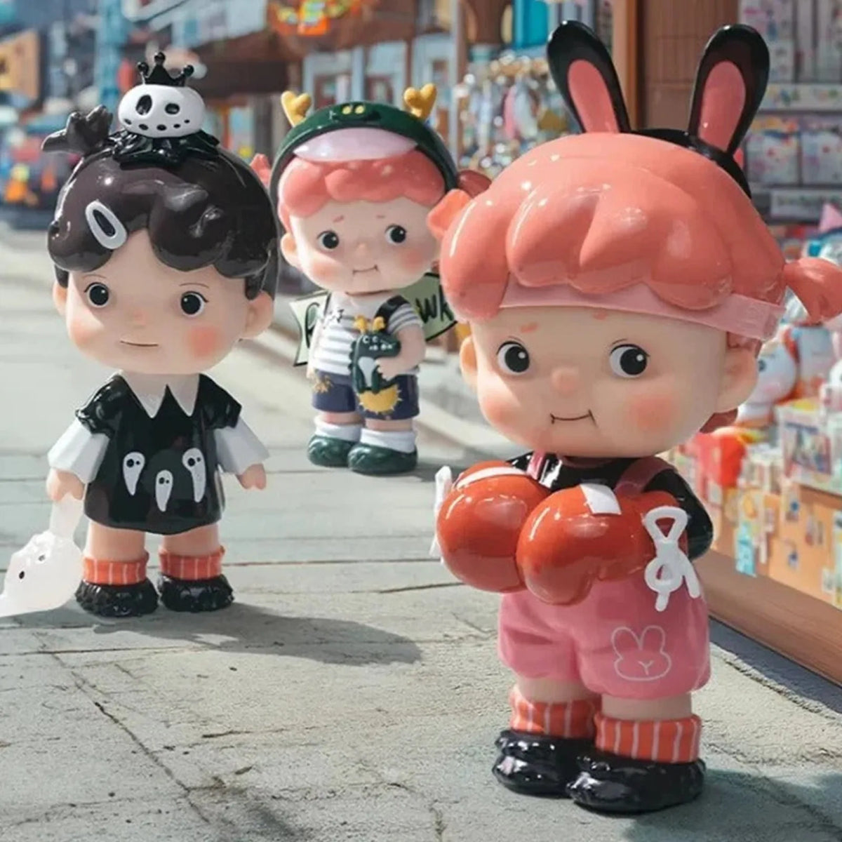 Little Team Sweet Time in Iron Lane figures, group display; series design example | KikiBuddies