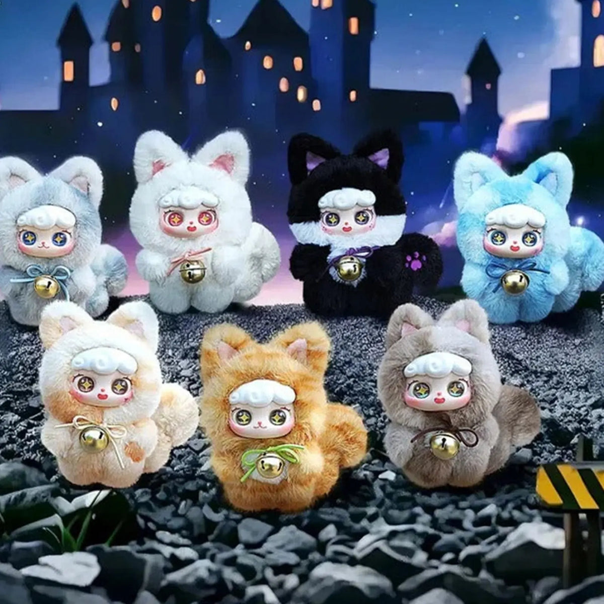Lucky Meow IV Series - With Body Plush Dolls, Blind Box - Series comparison with complete central plush doll examples; random design not guaranteed