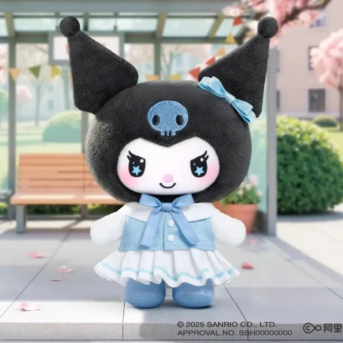 KUROMI school-life plush in a light blue outfit; series design example | KikiBuddies